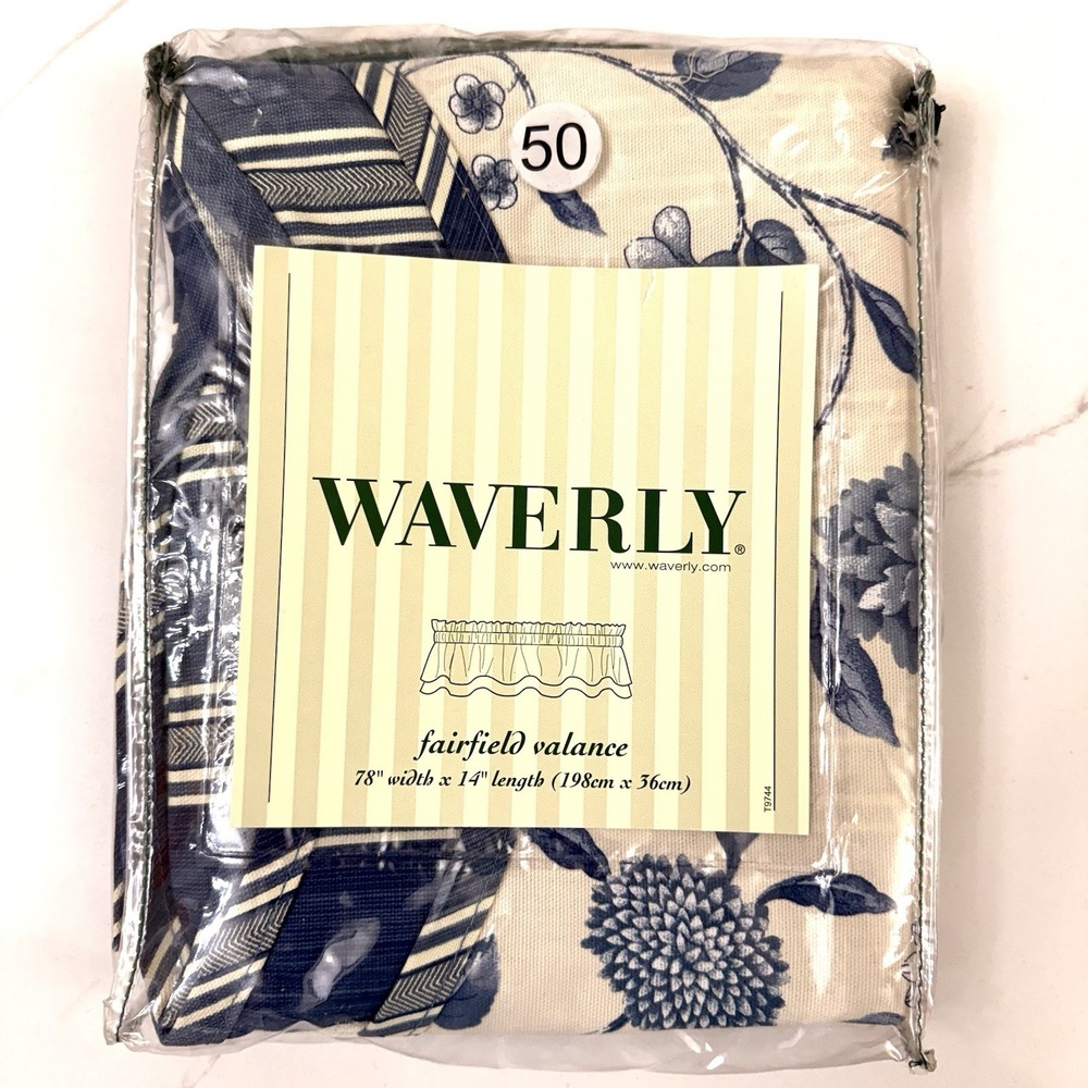 Waverly Nassau Vine Porcelain Fairfield Valance Stripe Layered 78x14 New